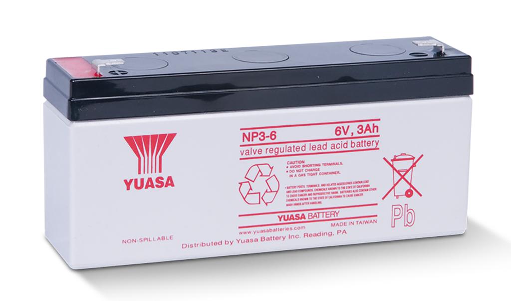 YUASA NP3-6 (6V 3Ah) General Purpose VRLA Battery 4.8 mm Flachsteckzunge
