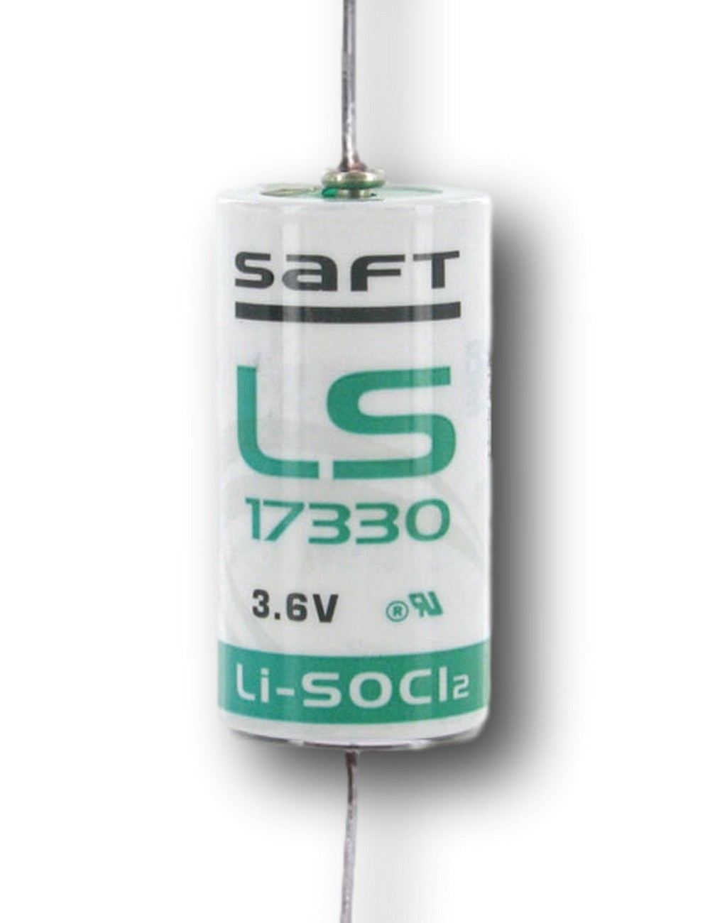 SAFT LS17330 CNA, Lithium, 2/3 A 3,6V 2,1Ah mit axialem Drahtanschluss