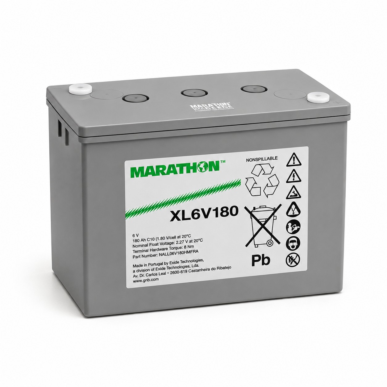 Exide Marathon XL6V180 (C10) 6V / 179Ah M6 AGM Bleiakku 