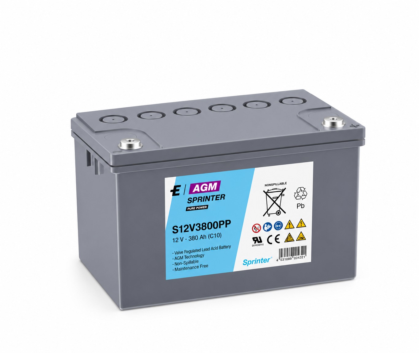 Exide Sprinter Pure Power S12V3800PP 12V / 105Ah M6 AGM Bleiakku