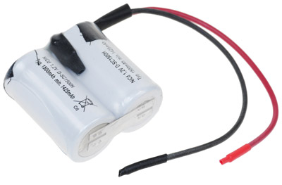 NI-CD Akkupack Notlicht 2,4V / 1500mAh (1,5Ah) F2x1 mit Kabel