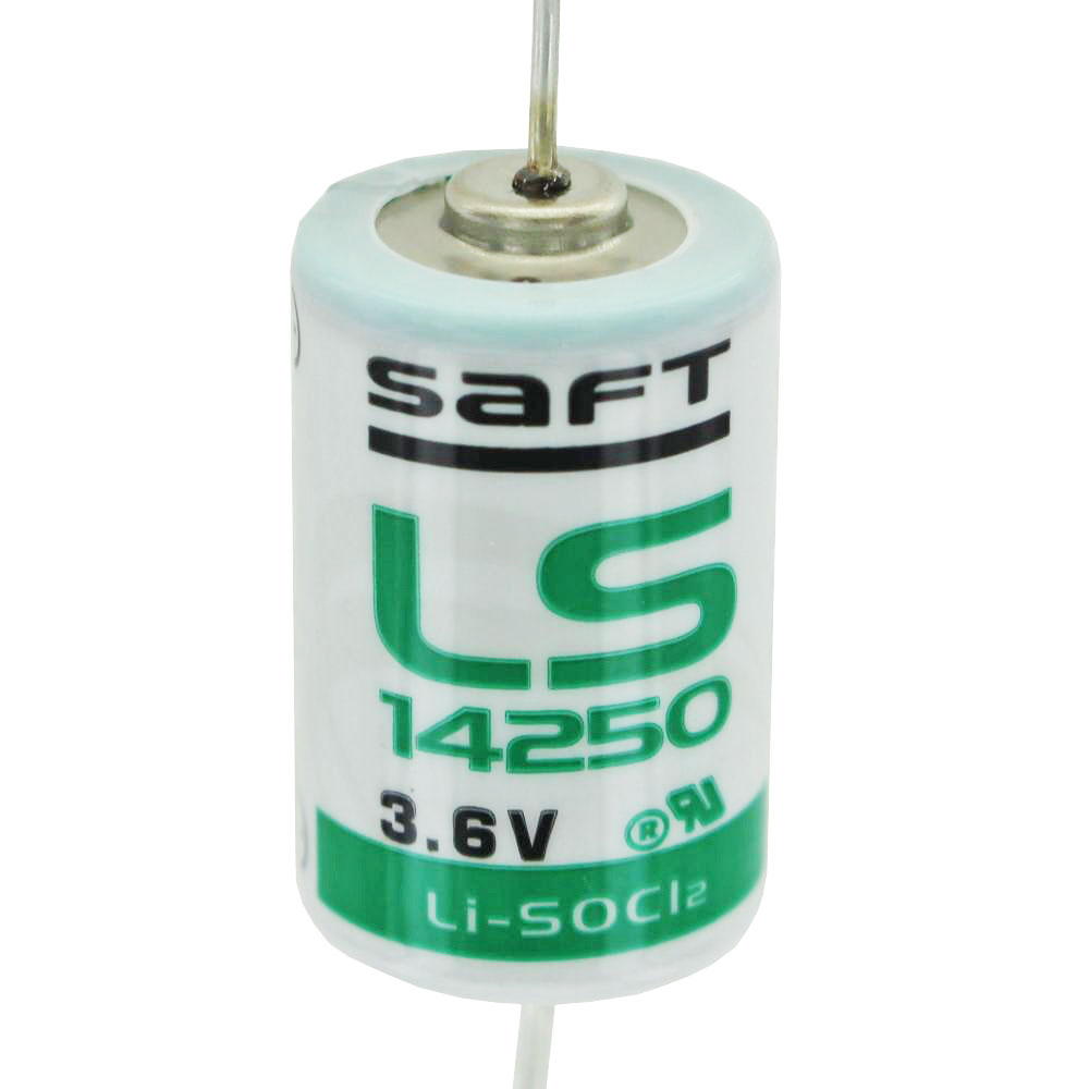 SAFT LS14250 CNA, Lithium, 3.6V / 11Ah, 1/2AA-Size mit Lötdraht