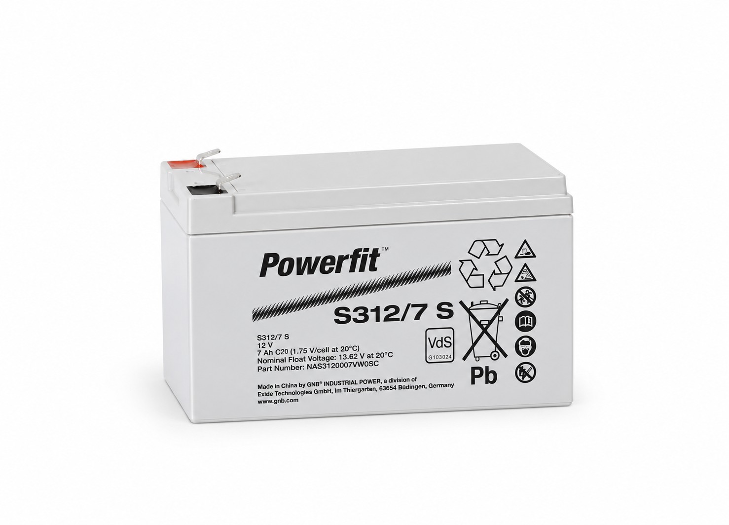 Exide Powerfit S312/7 S 12V 7.2Ah (C20) T1 AGM Bleiakku