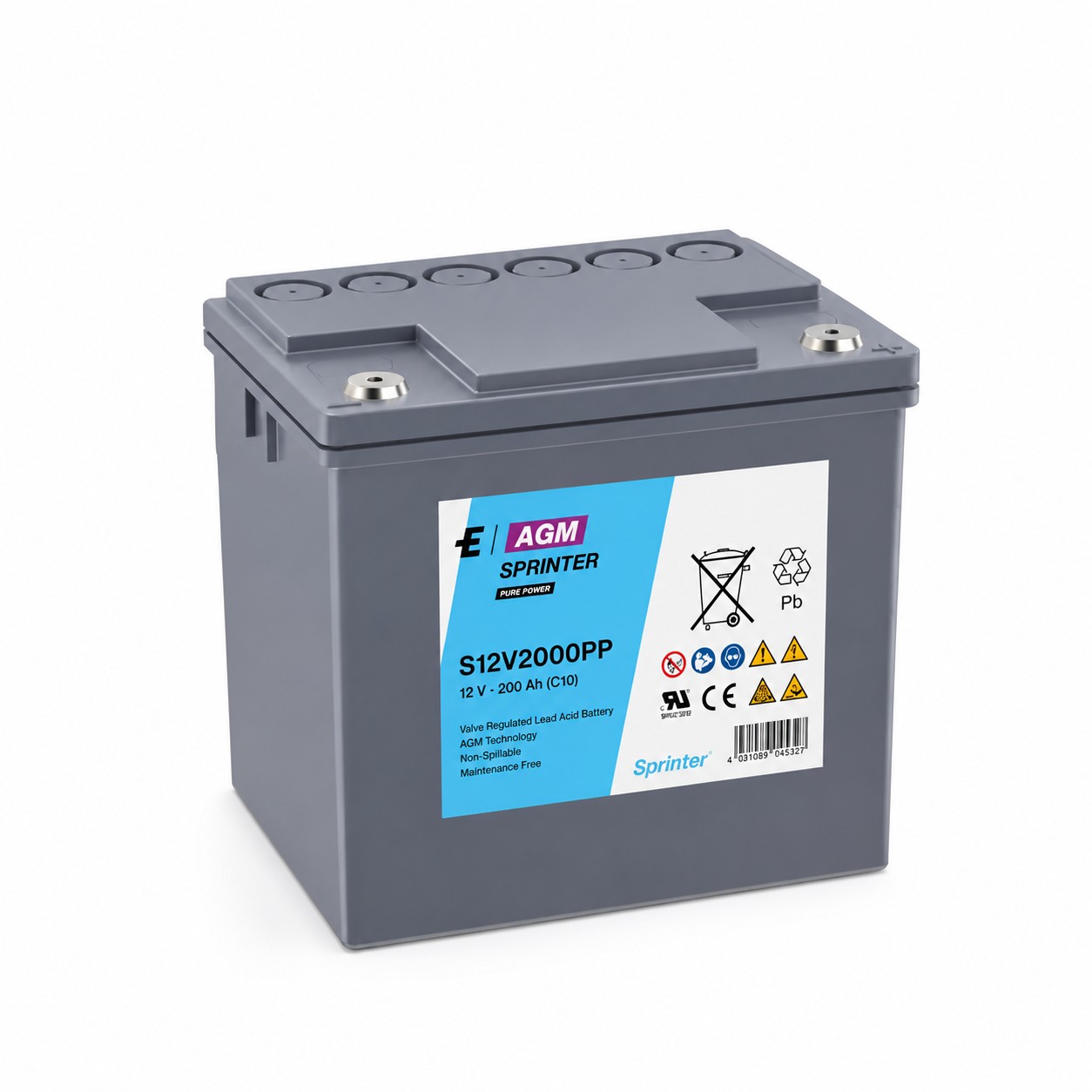 Exide Sprinter Pure Power S12V2000PP 12V / 56.4Ah M6 AGM Bleiakku