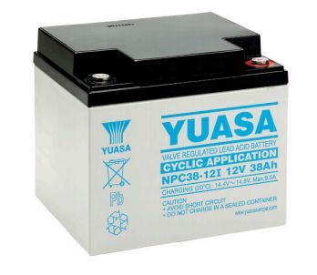 YUASA NPC38-12 (12V 38Ah) Cyclic VRLA Battery, M5 Schraubenklemme