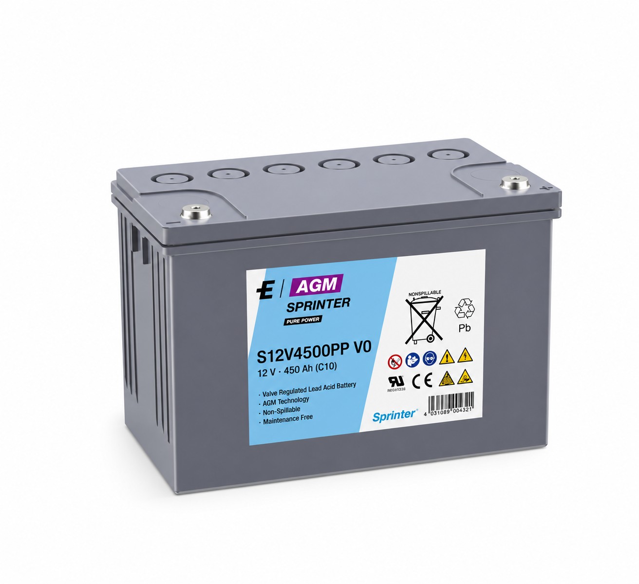 Exide Sprinter Pure Power S12V4500PP 12V / 120Ah M6 AGM Bleiakku