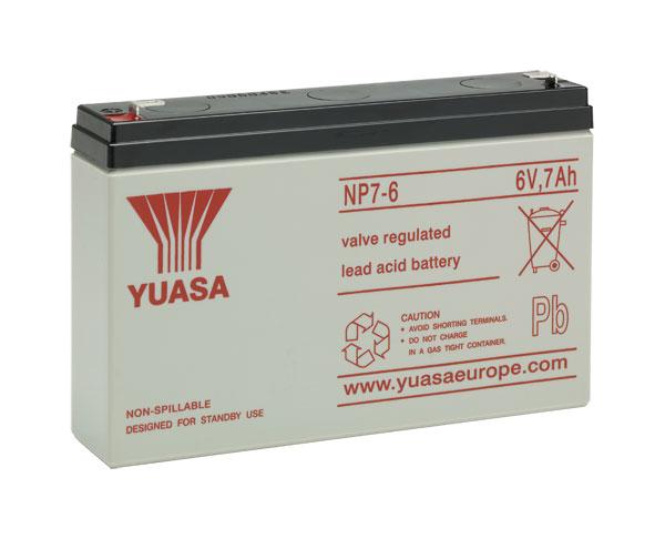 YUASA NP7-6 (6V 7Ah) General Purpose VRLA Battery 4.8 mm Flachsteckzunge