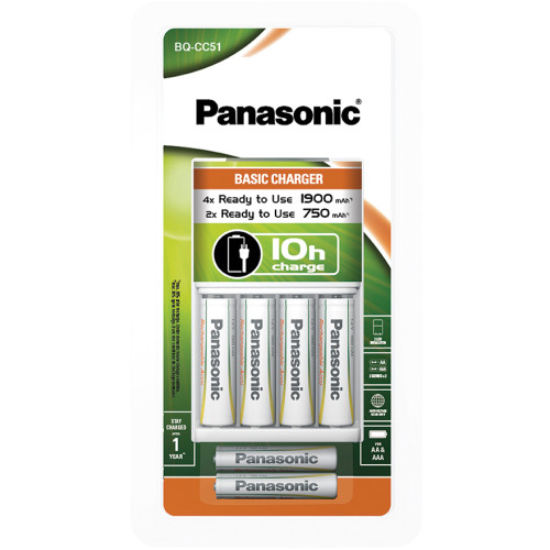 Panasonic Basic Charger BQCC51 + 4x AA 1900mAh & 2x AAA 750mAh