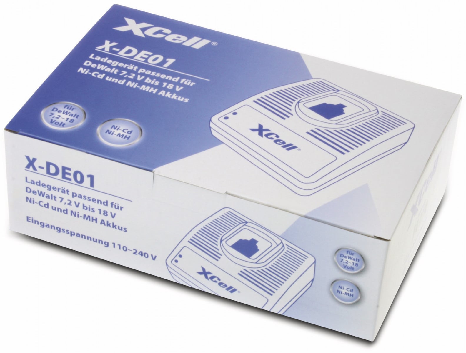 XCell Ladegerät für Dewalt 7,2-18V Ni-Cd/Ni-MH Werkzeug Akku X-DE01